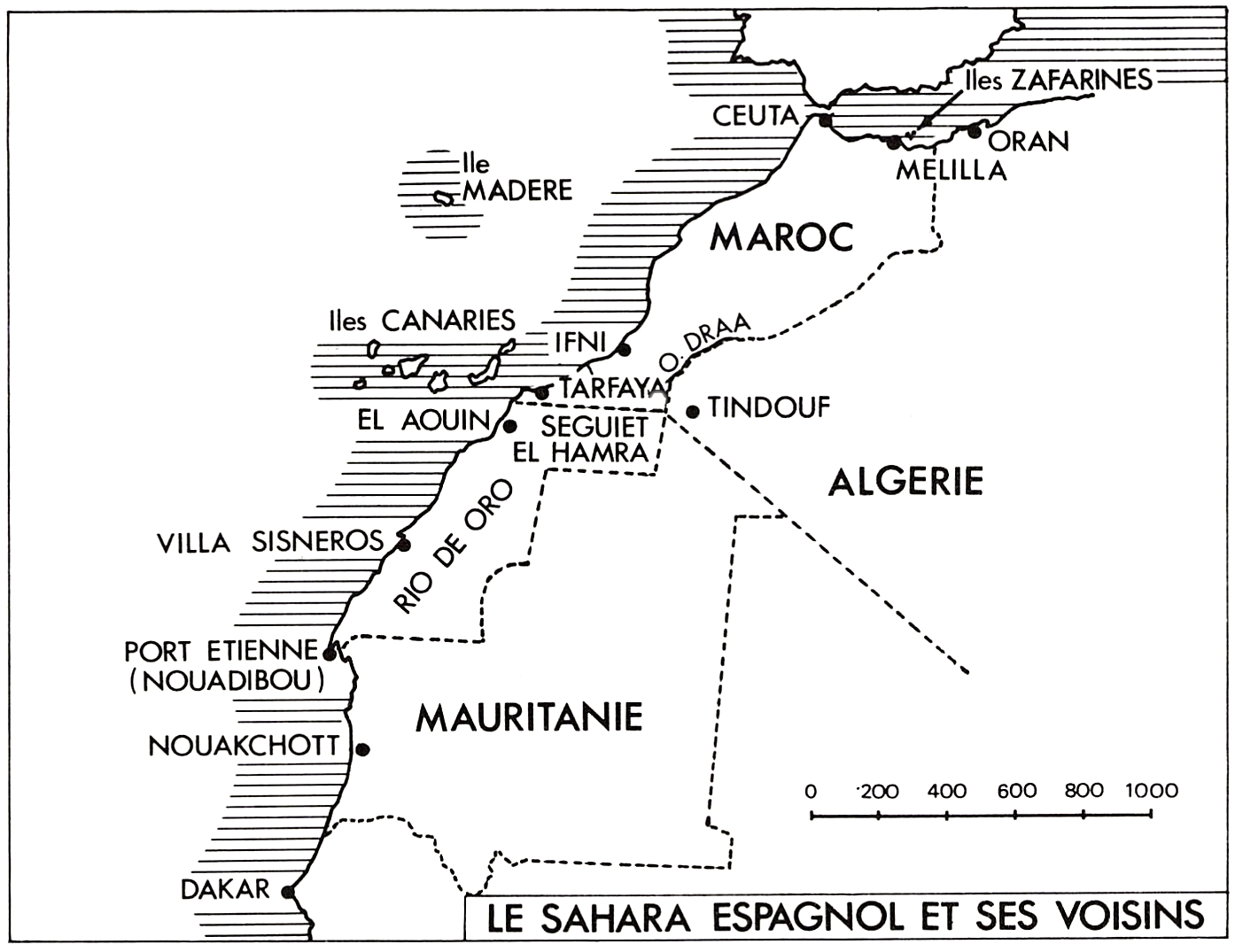 Le Sahara espagnol et ses voisins