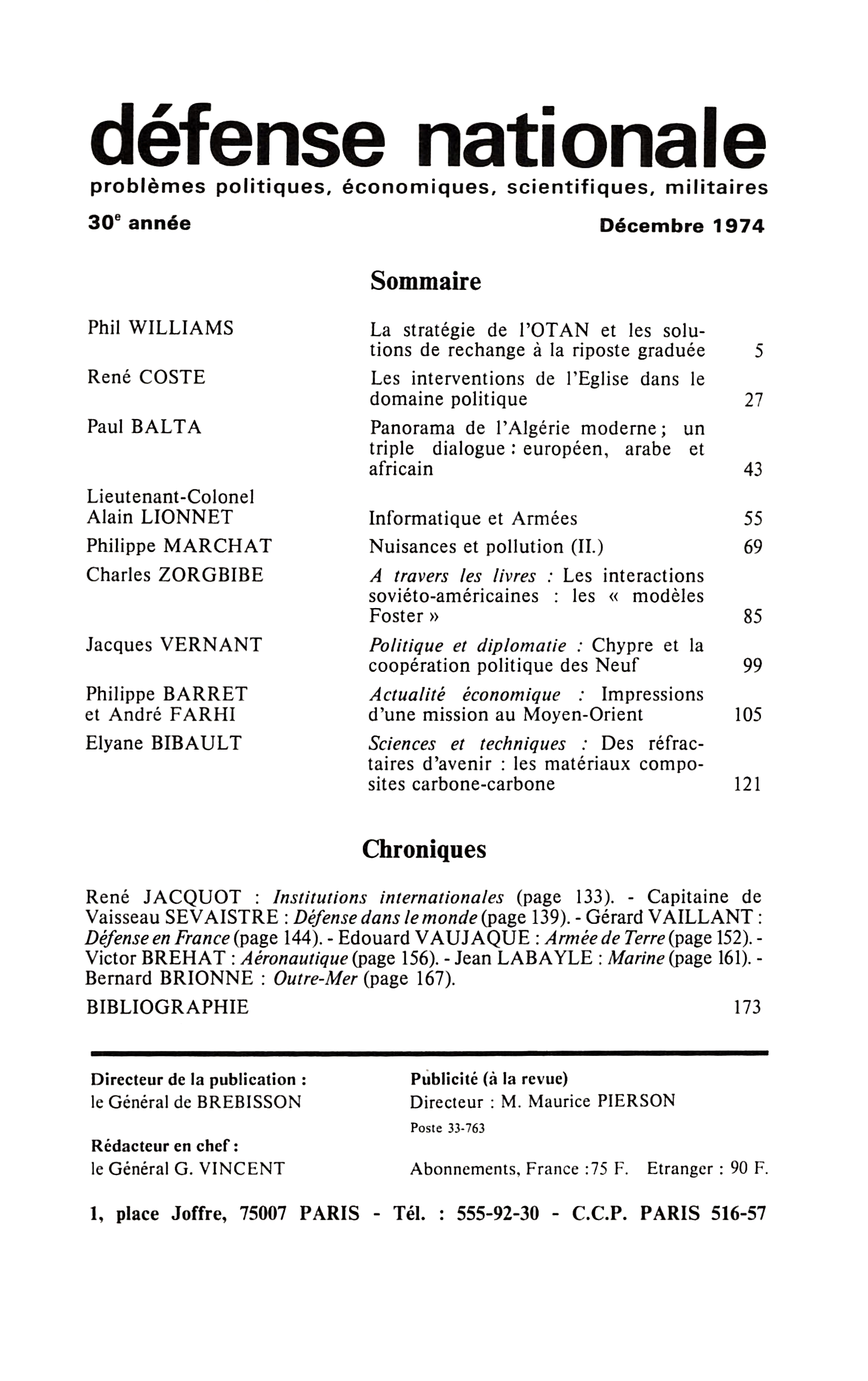 Sommaire Decembre 1974