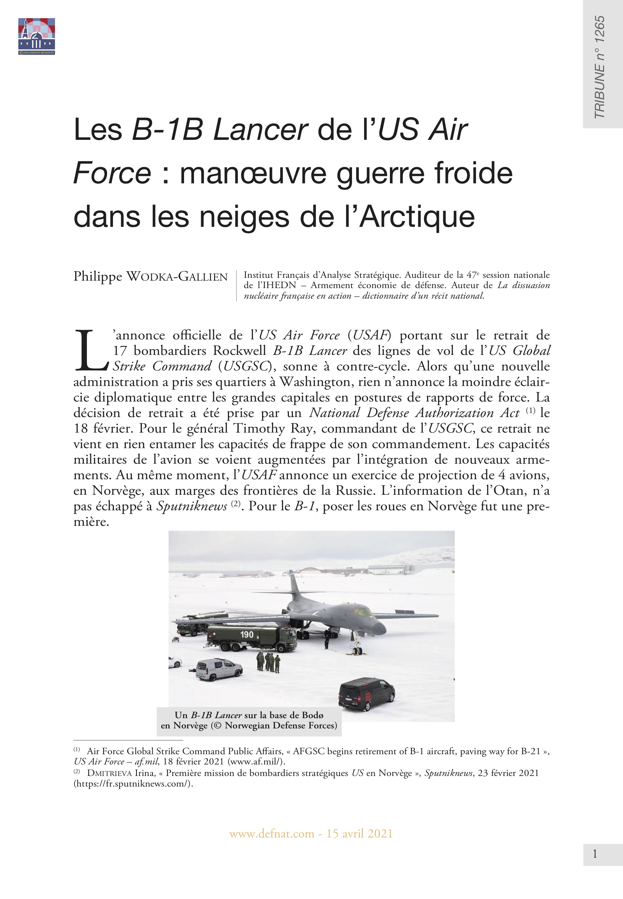 Les B 1b Lancer De L Us Air Force Manœuvre Guerre Froide Dans Les Neiges De L Arctique T 1265